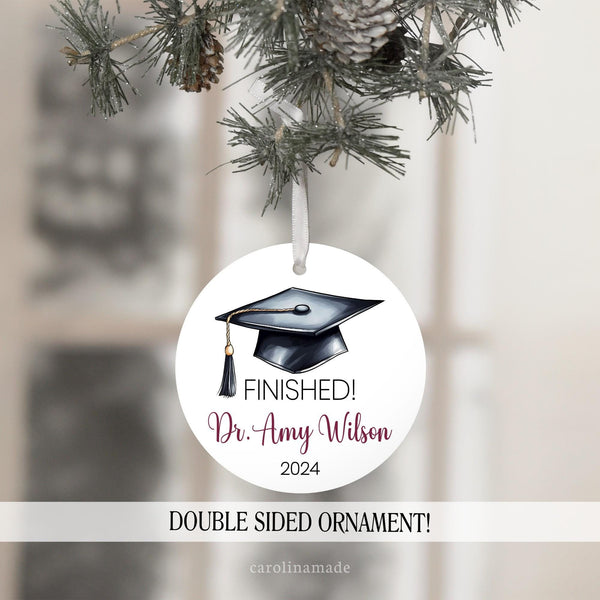 Personalized Graduation Ornament, Finished School Ornament, College Graduation Gift, MD School Grad, Teacher Graduation, Grad Appreciation