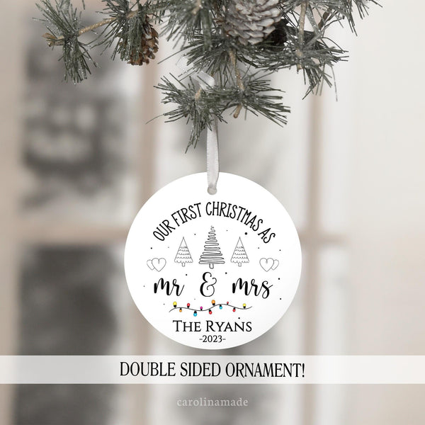 our first christmas as mr and mrs personalized with name and year