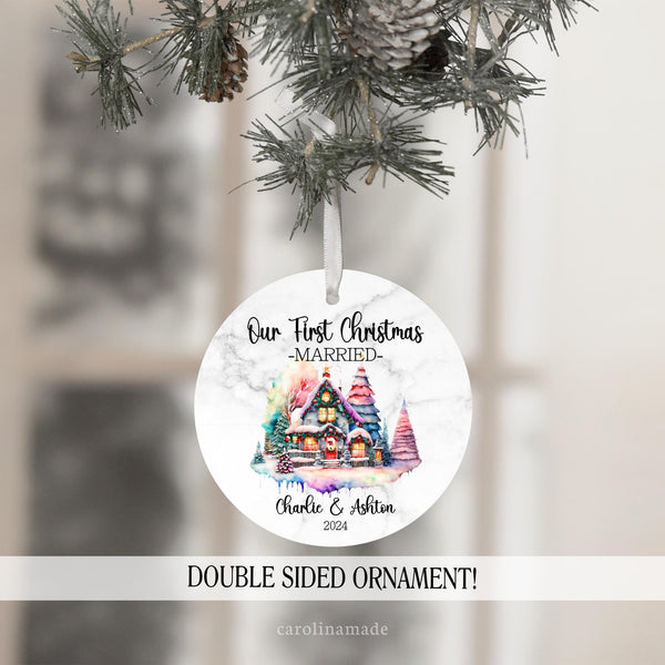 Our First Christmas Married, Personalized Married Ornament, Gift for New Couple, Wedding Gift, Newlywed First Christmas, Custom Name
