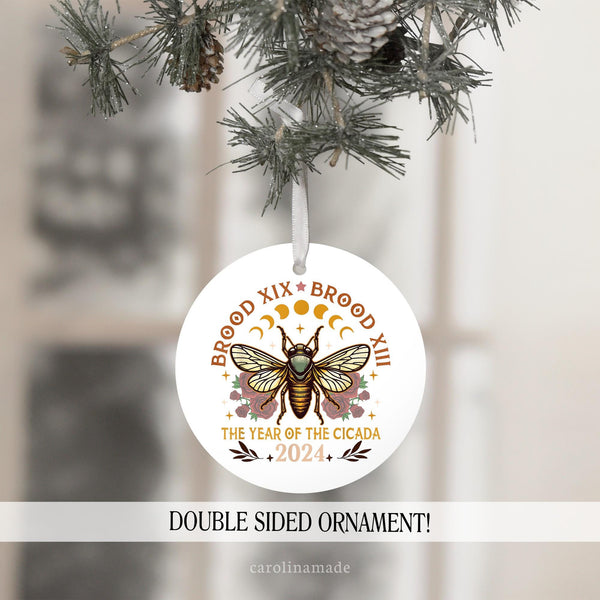 The Year of the Cicada 2024 ornament is the perfect keepsake to remember the Cicada Invasion of Brood XIX and Brood XIII