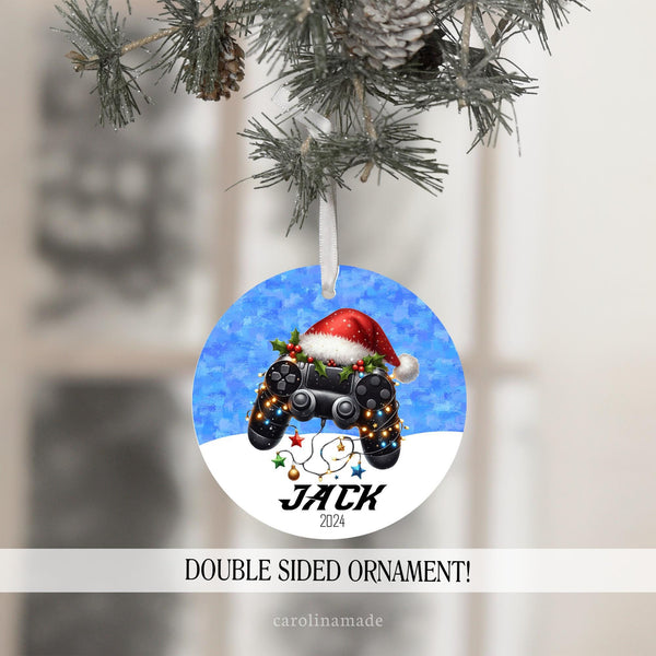 Gamer Christmas Ornament personalized with name and year