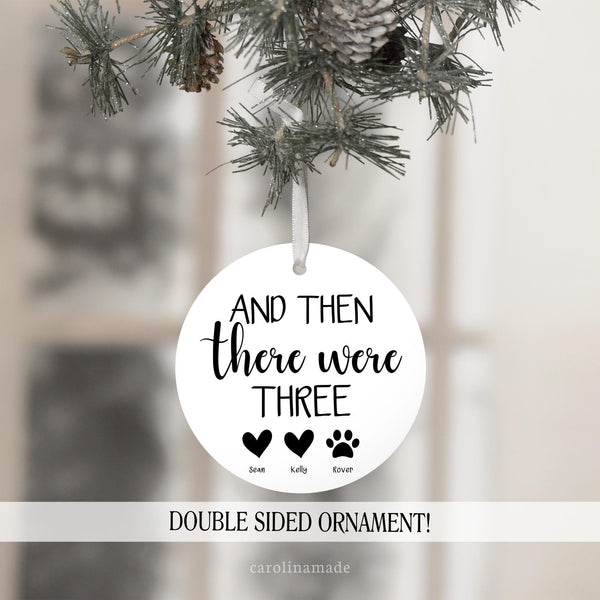And then there were There Christmas Ornament, Family of 3, Personalized Family Ornament, New Baby Gift, Baby Announcement, Keepsake Ornament