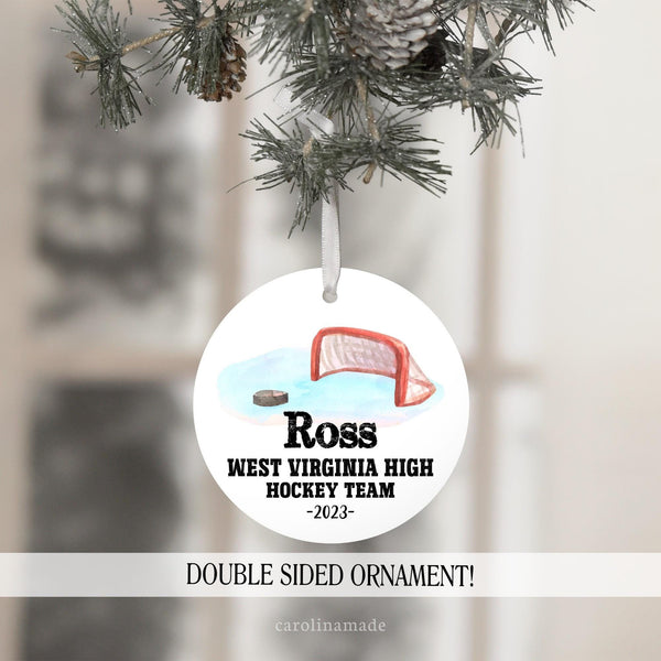 personalized hockey team christmas ornament