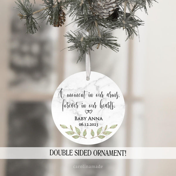 a moment in our arms forever in our hearts personalized baby loss ornament