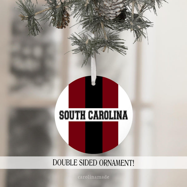 This custom ornament shows off your school pride with the name and school colors on the front. With your personalized message on the back.