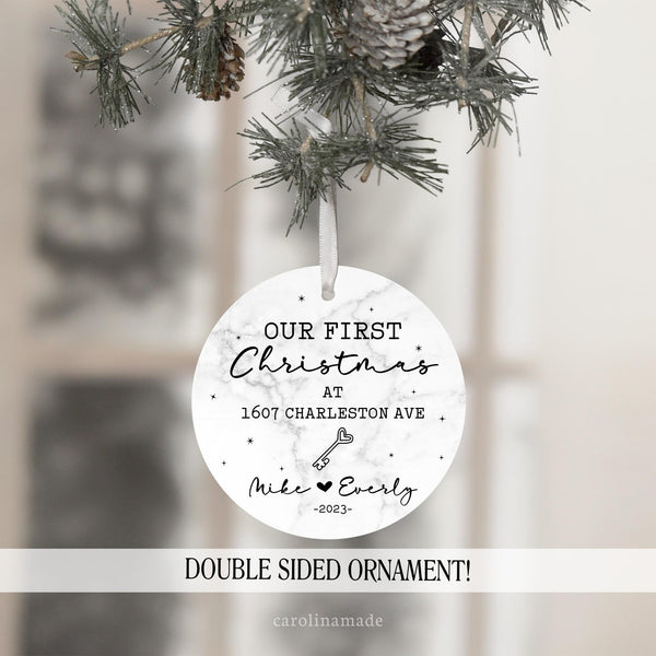 our first christmas at our new home ornament. personalized with couple name and year. perfect realtor closing gift,gift for couple