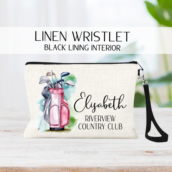 Personalized Golf Country Club Accessory Bag, Golf Cosmetic Bag, Custom Golf Team Wristlet, Golf Lover Gift, Zipper Pouch, Golf Tee Bag