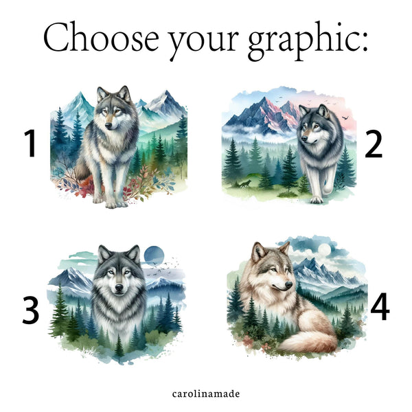 Wolf Gift, Personalized Mountain & Wolf Makeup Bag, Gift for Wolf Lover, Wolf Gift Ideas, Wolf Mountain Travel Toiletry, Gifts Under 20