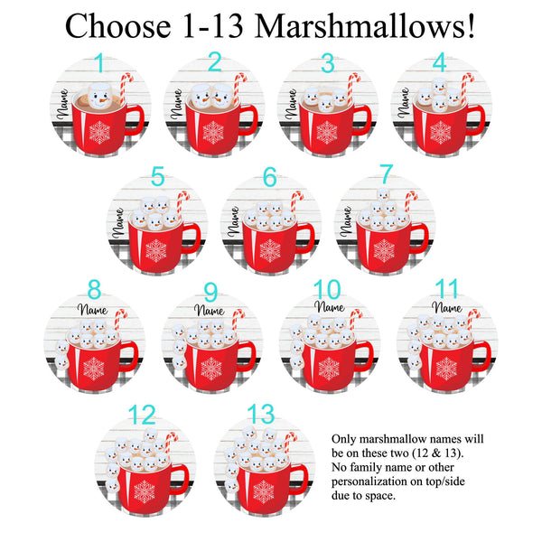 Marshmallows Name Ornament, Personalized Hot Cocoa Snowman Marshmallows, Custom Kids Names Christmas Ornament, Gift for Grandparents & Mom