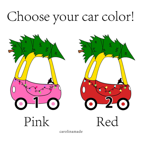 Kids Car Christmas Ornament,Personalized Baby's First Christmas Ornament, Red Car or Pink Car, Toddler Personalized Keepsake Ornament