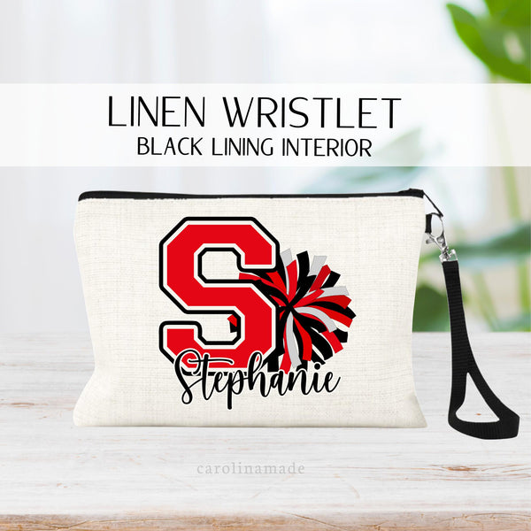 Cheerleader Gift, Personalized Cheer Makeup Bag, Gift for Cheer Team, Gift for Her, Cheerleading Bag, Custom Cheerleader Bag, Pom Pom Bag