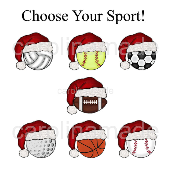 Santa Sports Ornament, Personalized Christmas Gift, Volleyball Gift, Softball Ornament, Soccer Ornament, Golf Ornament, Football Ornament