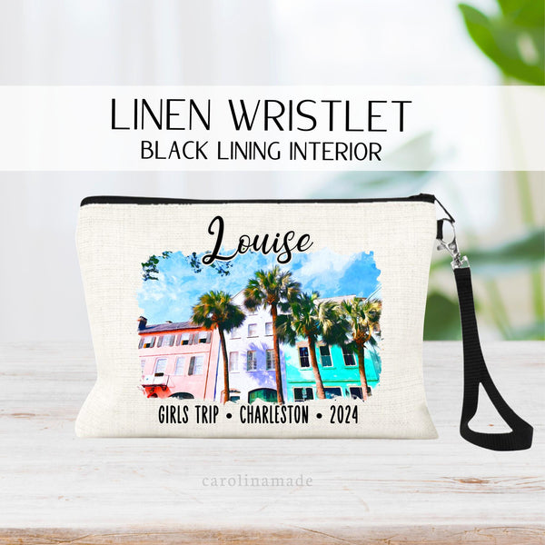 Watercolor Charleston zipper pouch perfect for your next girls trip or keepsake!