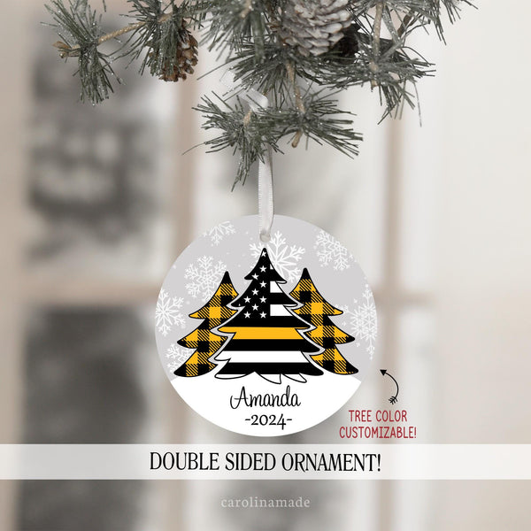 Security Guard Ornament, Thin Purple Line Christmas Tree Ornament, Personalized Security Officer Christmas Ornament, Security Guard Gifts
