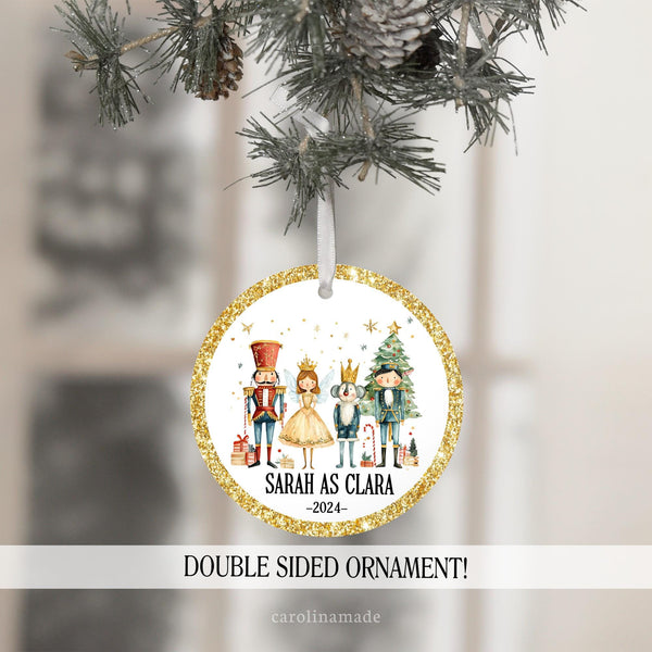 Nutcracker Ballet Ornament, Personalized Nutracker Name and Role Christmas Ornament, Starring In Ballet Gift, Keepsake Kids Dance Ornament