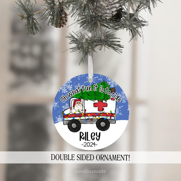 Paramedic Ornament, EMT Christmas Ornament, EMT Gift, Oh what fun it is to ride, Santa's Favorite, Emergency Technician Gift, Gift for Her