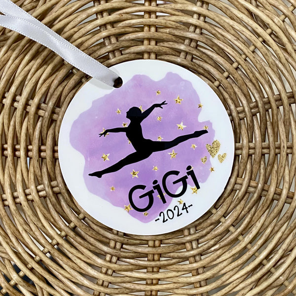 Personalized Gymnastics Ornament, Gymnast Christmas Ornament, Gymnast Team Gift, Custom Gift, Gymnastics Girl , Dance Ornament, Dancer Gift