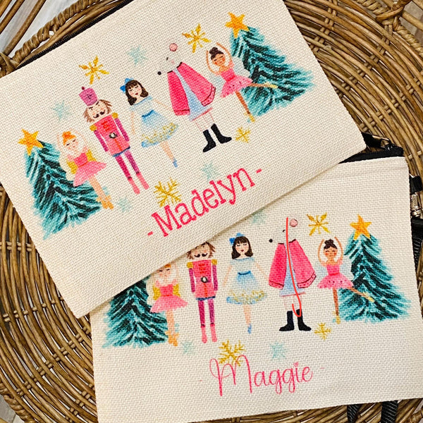 Nutcracker Ballet Gift, Personalized Nutracker bag, Nutcracker Makeup Bag, Nutcracker Zipper Pouch, Custom Dance Nutcracker Gift, Staring In