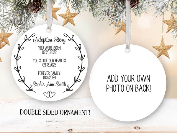 Adoption Story Personalized Keepsake Ornament, Adoption Photo Ornament, Gotcha Day Gift Idea, Forever Family Adoption Gift, Adoption Gifts