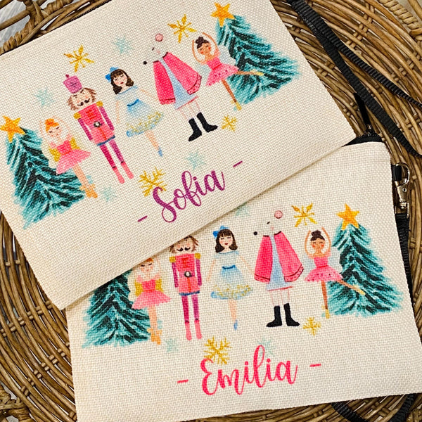 Nutcracker Ballet Gift, Personalized Nutracker bag, Nutcracker Makeup Bag, Nutcracker Zipper Pouch, Custom Dance Nutcracker Gift, Staring In
