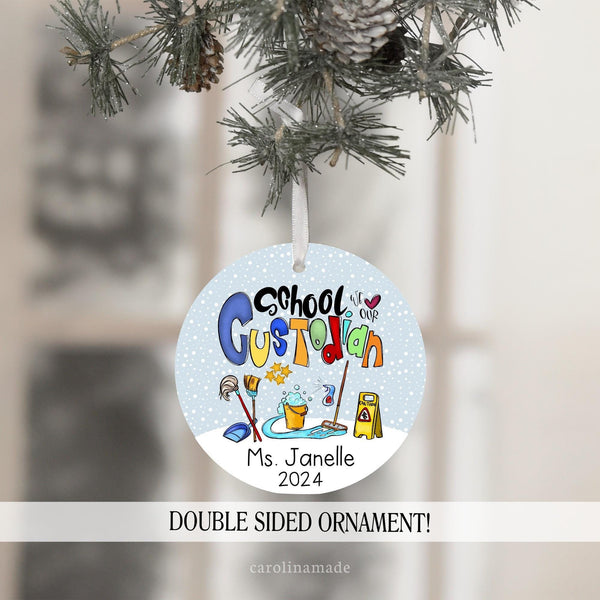 We love our school custodian! The perfect Christmas ornament Gift! Personalize with their name at the bottom.