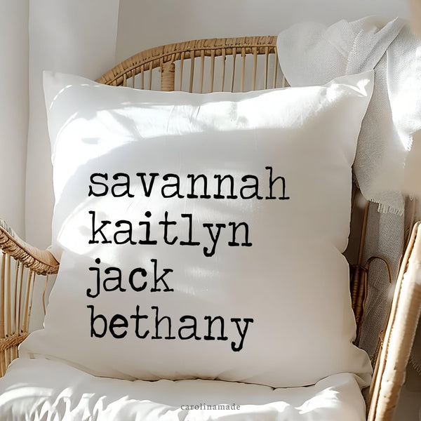 Family Name Pillow, Personalized Family Throw Pillow Cover, Custom Gift for Grandparents or Mother's Day Gift, Family Housewarming Gift Idea
