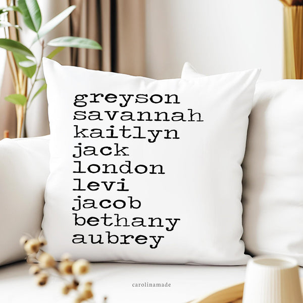 Family Name Pillow, Personalized Family Throw Pillow Cover, Custom Gift for Grandparents or Mother's Day Gift, Family Housewarming Gift Idea