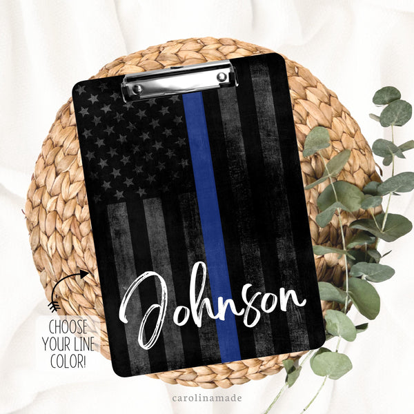Thin Line Flag Clipboard, Personalized Law Enforcement / Fist Responder Clipboard, Custom Line Color, Police Officer, Dispatcher, EMS Gift