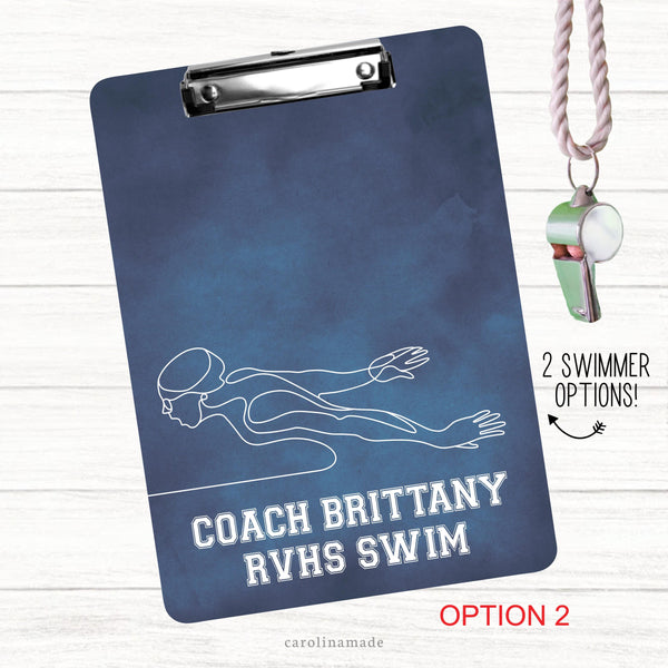 Swim Coach Clipboard, Personalized Swim Coach Gift, Coach Appreciation, Coaching Gifts, End of Season Gift, Sports Clipboard Double Sided