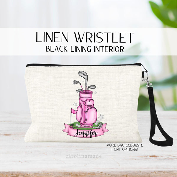 Girls Personalized Golf Club Bag, Golf Country Club Accessory Bag, Golf Cosmetic Bag, Custom Golf Team Ideas, Golf Lover Gift, Zipper Pouch
