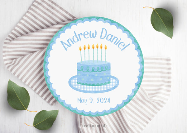 Kids Birthday Plate, Personalized Name Plate, Custom Watercolor Birthday Plate, First Birthday Keepsake, Milestone Plate for Boys and Girls