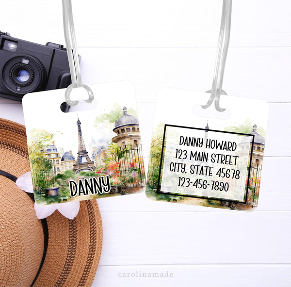 Paris Luggage Tag, Paris Trip Travel Accessories, Personalized Luggage Name Tag, Traveler Gift, Custom Paris France Trip Luggage ID Gift