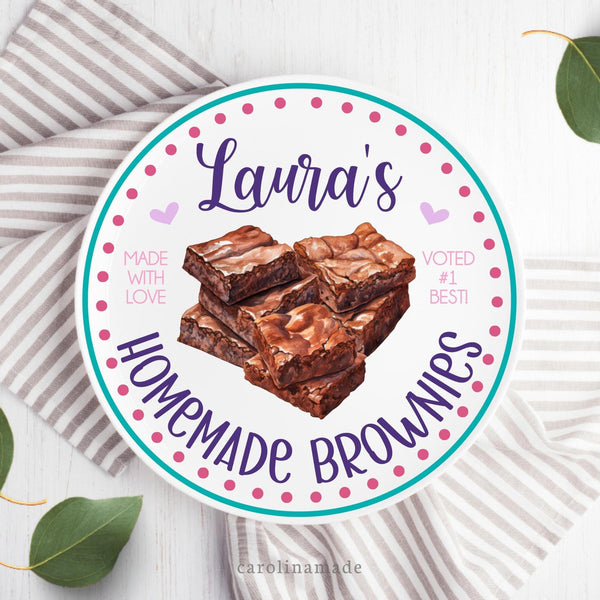 Brownie Plate, Personalized Brownie Dish, Homemade Brownies Made with Love, Custom Mother's Day Gift, Gift for Baker, Brownie Serving Tray