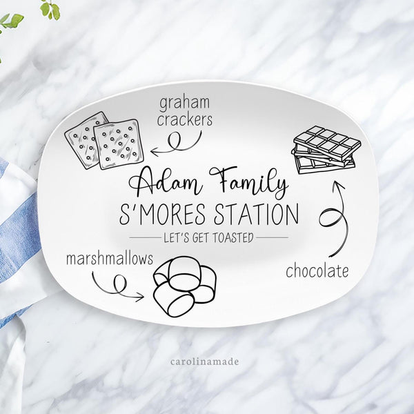 S'more Station Plate, Personalized Smore Platter, S'more Camping Trip Tray, Dessert Serving Tray, Backyard Cookout Platter, Lets Get Toasted