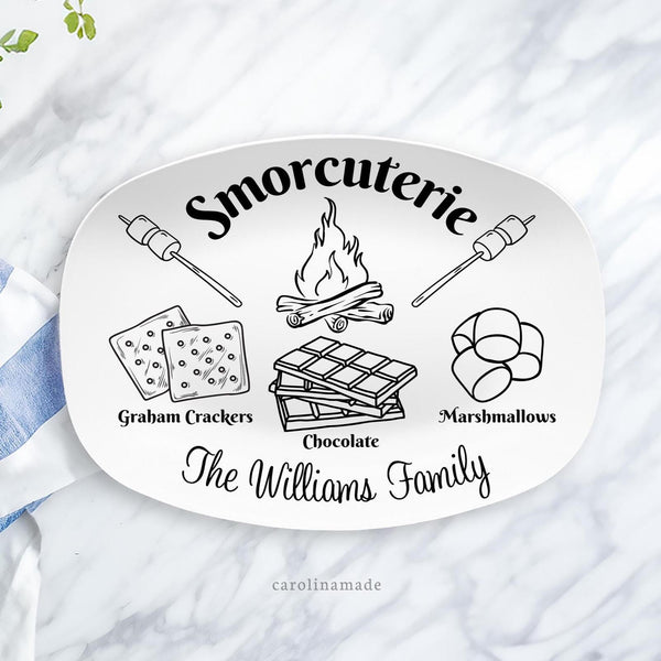 Smorcuterie Platter, Personalized Smore Plate, S'more Camping Trip Tray, Dessert Serving Tray, Backyard Cookout Platter, Smore Station Gift
