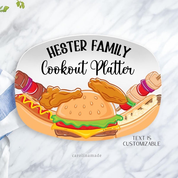 Grilling Platter, Personalized Grilling Plate, Backyard Bar and Grill, Custom Fathers Day Gift, BBQ Grill Serving Tray, Family Cookout Plate