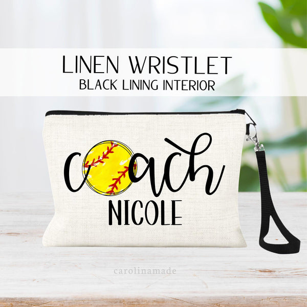 Softball Bag, Personalized Softball Coach Gift, Softball Makeup Bag, Gift for Softball Team Coaches, End of Season Softball Team Gift Ideas