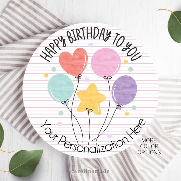 Happy Birthday Celebration Plate, Personalized Family Birthday Cake Plate, Rainbow Balloons, Milestone Birthday Keepsake Plate, New Family