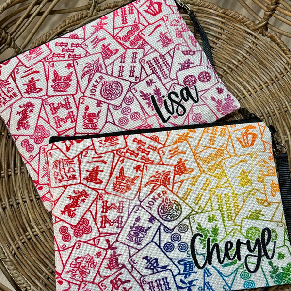 Mahjong Game Night Bag, Personalized Mah Jongg Bag, Custom Gift for Mahjong Player, Zipper Pouch for Mahjong, Mahjong Tile Bag Zipper Pouch