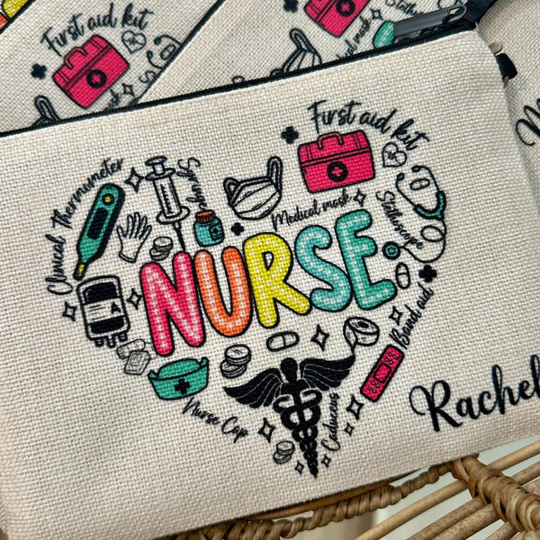 Personalized Nurse Bag, Custom Nurse Gift Wristlet, Staff Gift Ideas, Nurse Cosmetic Bag, Nurse Appreciation Week, Nurse Gifts, Pen Bag