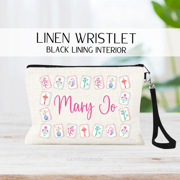 Mahjong Bag, Mah Jongg Bag, Personalized Gift for Mahjong Player, Oh Mahj Name Bag, Zipper Pouch for Mahjong, Mahjong Game Night Bag