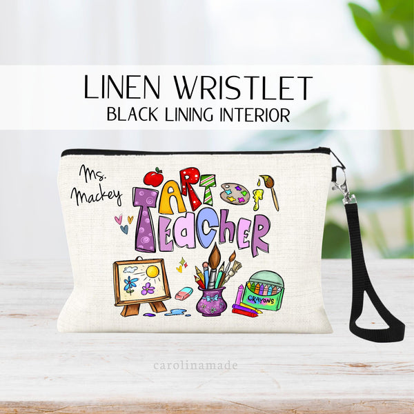 Art Teacher Appreciation Gift, Personalized Art Teacher Makeup Bag, Teaching Gifts, Custom End of School Gift Idea for Child's Art Teacher