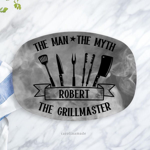 Grilling Platter, Personalized Grillmaster Plate, The Man The Myth Custom Tray, Father's Day Gift, BBQ Grill Serving Tray, Gift for Grandpa