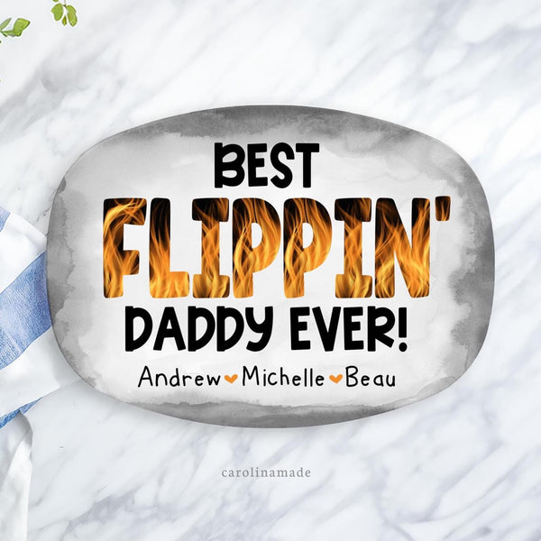 Grilling Platter for Dad, Personalized Grill Plate, Best Flippin' Custom Tray, Father's Day Gift, BBQ Grill Serving Tray, Gift for Grandpa