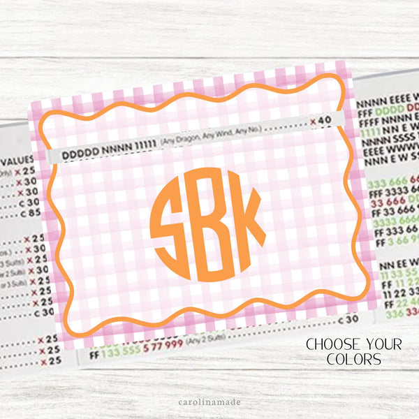 Gingham Monogram Mahjong Line Reader, Personalized Colorful Mahjong Line Finder Accessory, Custom Gift Mahjong Player, Mah Jongg Tournament