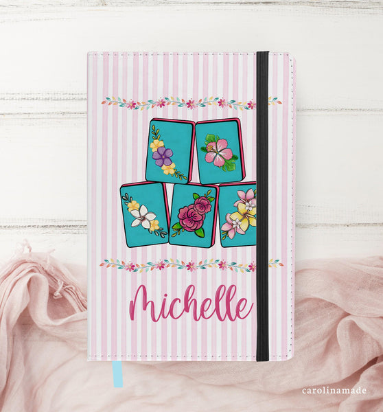 Mahjong Journal, Personalized Mahjong Notebook, Pink Floral Mahjong Tile Journal, Mahjong Game Night, Mahj Score Keeper, Mahjong Gift Ideas