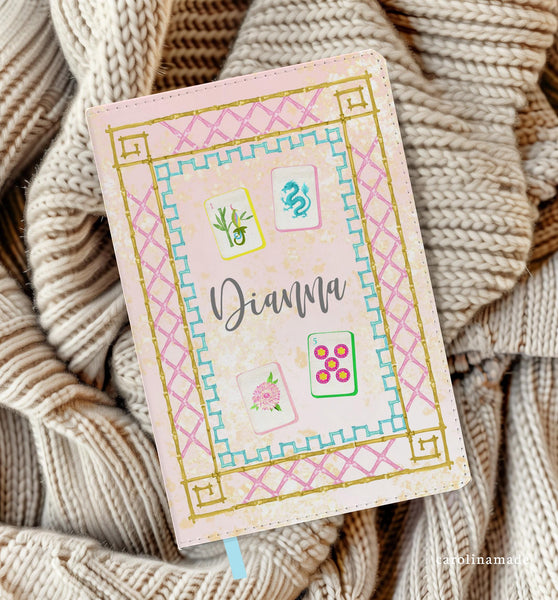 Mahjong Journal, Personalized Mahjong Notebook, Pink Floral Mahjong Tile Journal, Mahjong Game Night, Mahj Score Keeper, Mahjong Gift Ideas