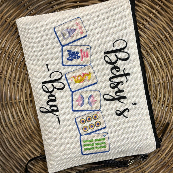 Personalized Mahjong Bag, Mah Jongg Bag, Personalized Gift for Mahjong Player, Zipper Pouch for Mahjong, Mahjong Game Bag, Mahjong Pouch