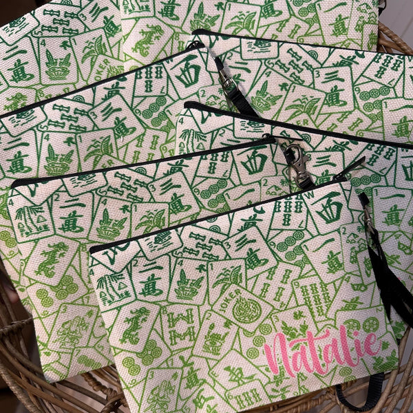 Mahjong Game Night Bag, Personalized Mah Jongg Bag, Custom Gift for Mahjong Player, Zipper Pouch for Mahjong, Mahjong Tile Bag Zipper Pouch