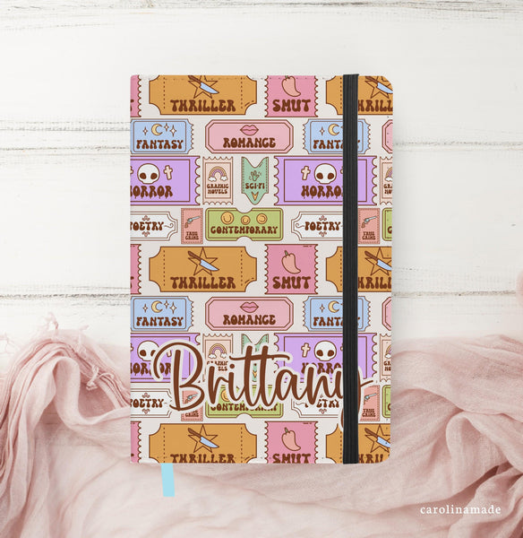 Book Ticket Genres Journal, Personalized Reading Journal, Book Lover gift Idea, Sister gift, Best Friend gift, Book Nerd, Bookish Merch